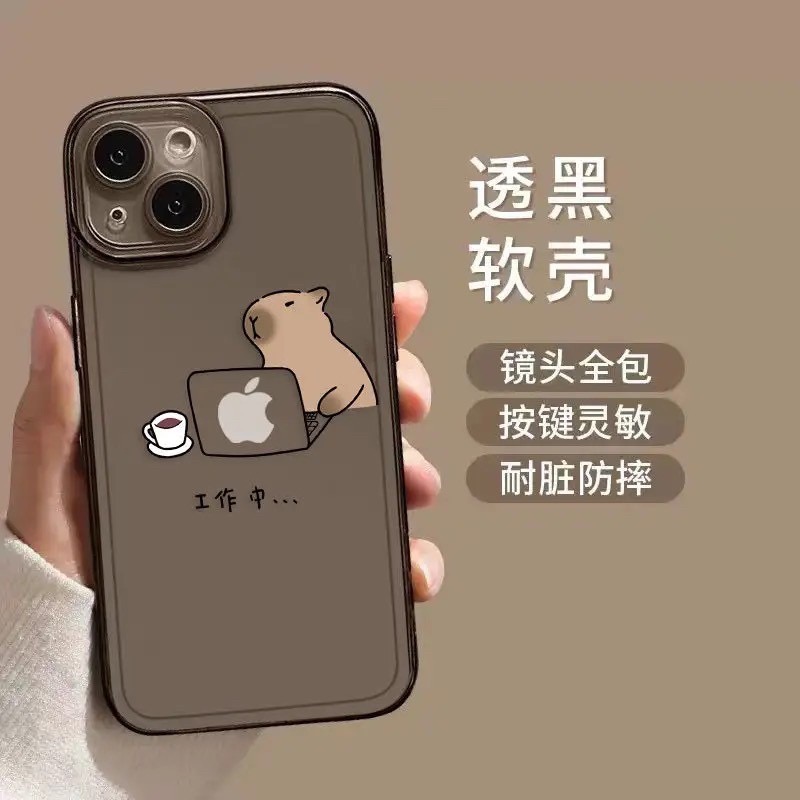 水豚適用蘋果15 14 13手機殼 iPhone11 12Promax新款x xr透明7 8p-細節圖3