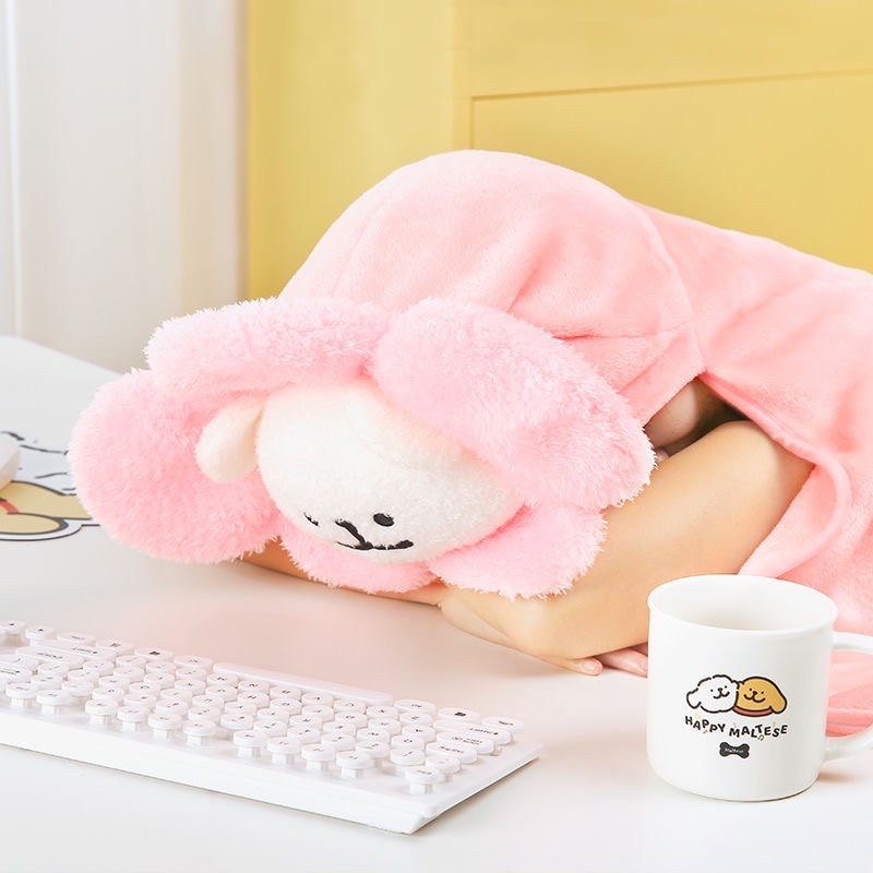 線條小狗Maltese原創空調毯 可愛休閒毯辦公室沙發毛毯午睡休鬥篷-細節圖2