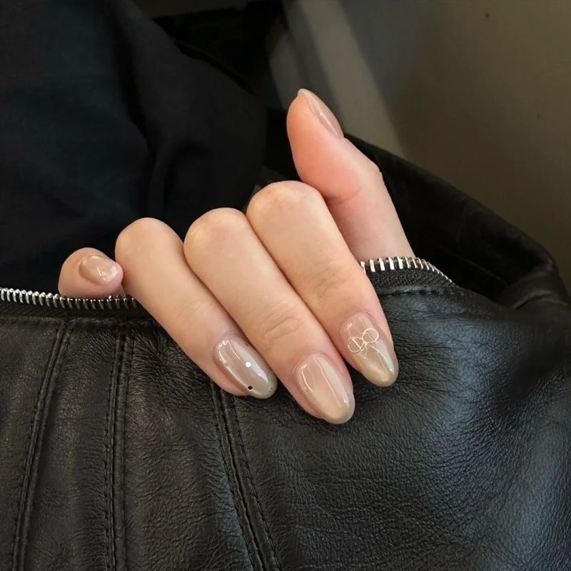 手工穿戴甲玻璃珠波點貓眼高級顯白 ins小眾氣質學生辣妹美甲短款-細節圖2