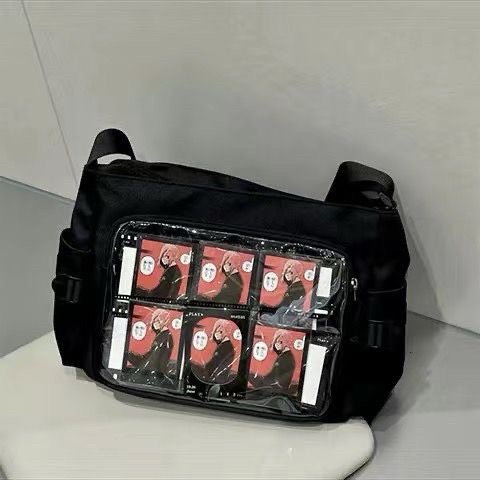 學院風日常百搭二次元上課補課包裝書 女透明吧唧單肩斜挎娃包痛包-細節圖2