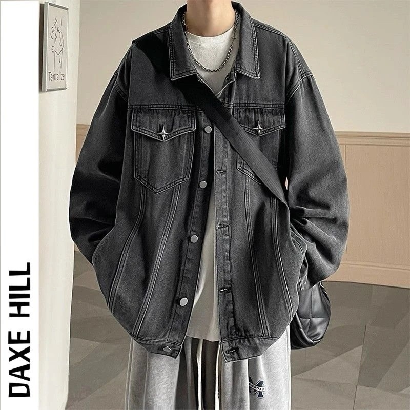 《預購》DAVE HILL牛仔外套男秋季美式高街 復古潮牌帥氣水洗寬松痞帥夾克-細節圖2