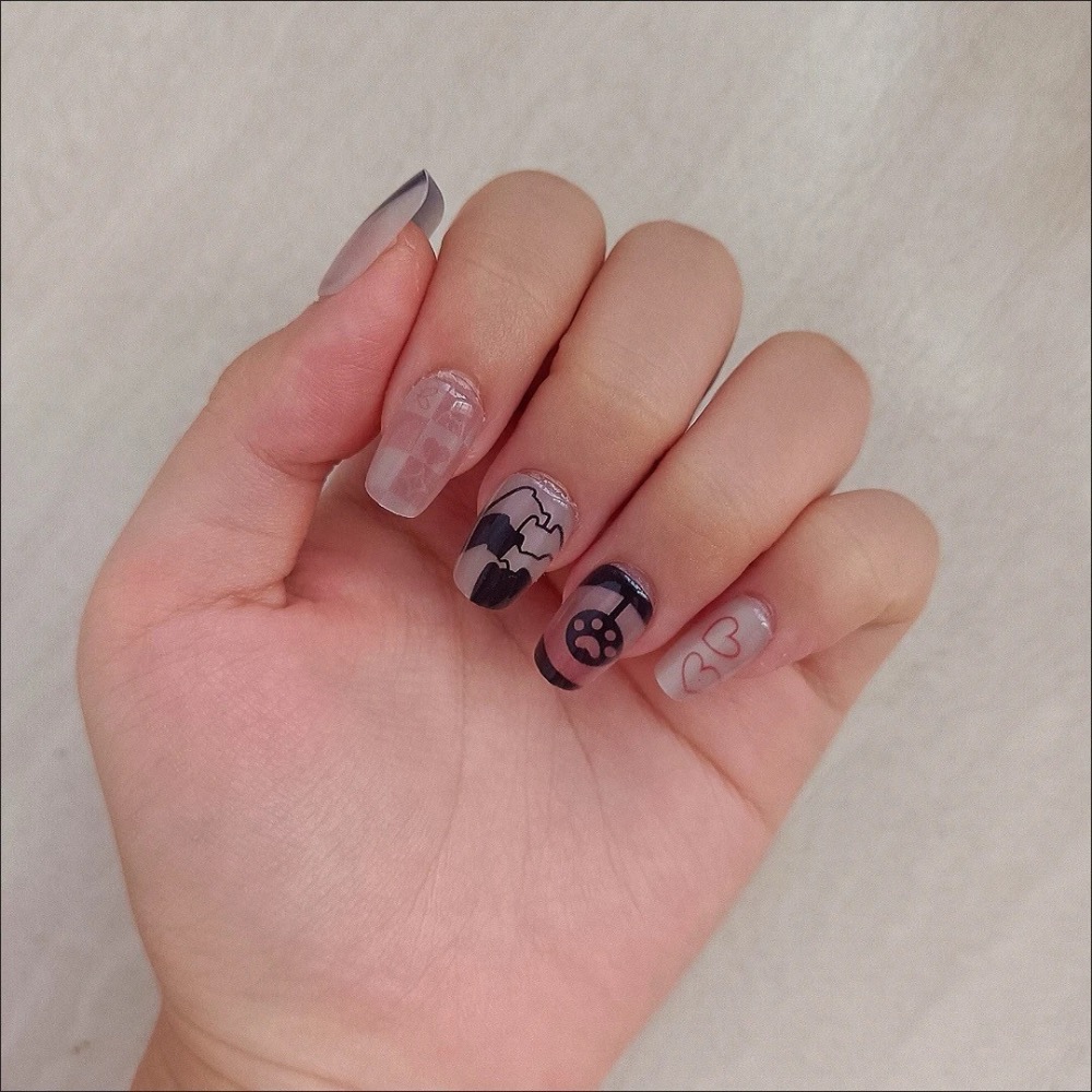 《預購》【小黑和朋友】貓眼穿戴甲 指甲貼片純手工美甲假指甲-細節圖2