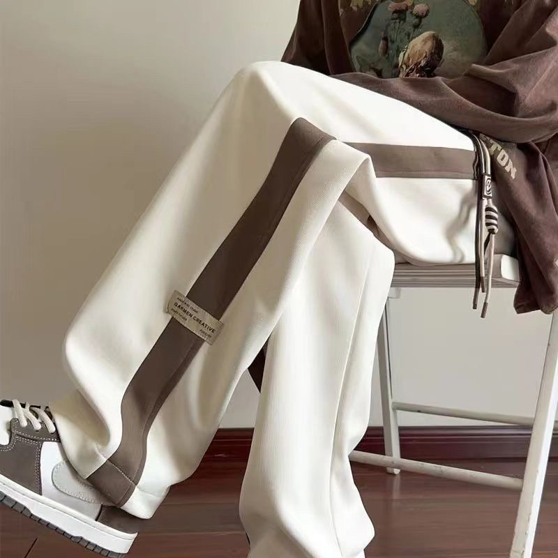 運動褲子男春夏薄款美式潮牌寬松 闊腿男生直筒褲青少年休閒長褲男-細節圖2