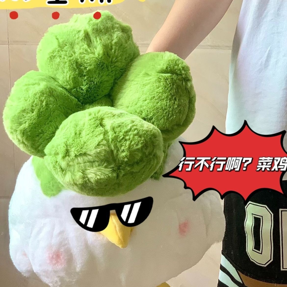 創意可愛小鳥玩偶菜鳥公仔白菜小雞 毛絨玩具居家男女娃娃生日禮物-細節圖2