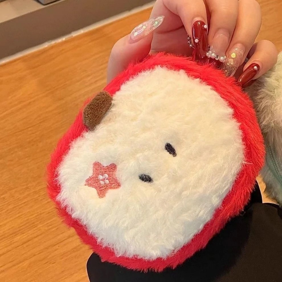 小紅書毛絨同款青蘋果零錢可愛學生 卡通口紅耳機收納禮物女生小包-細節圖4