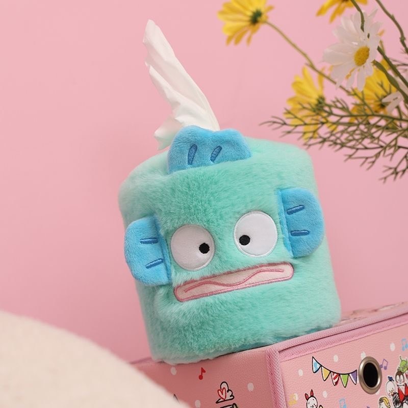 可愛卡通美樂蒂紙盒創意毛絨紙巾 盒醜魚搞怪桌面家用客廳收納-細節圖2