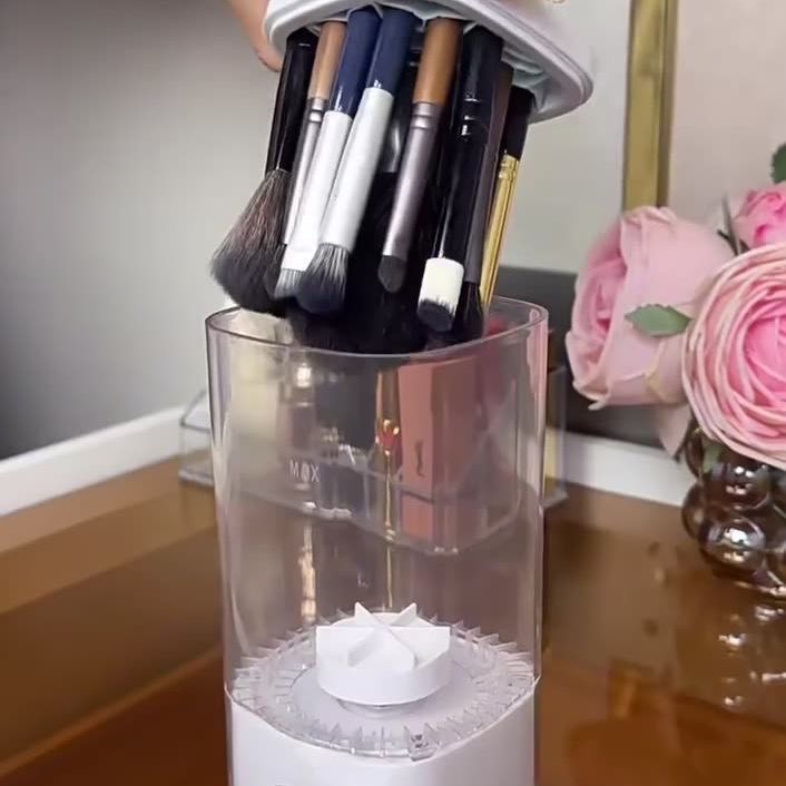 化妝刷自動清洗懶人電動美妝蛋粉撲 粉餅清潔器刷子收納盒整理桶清-細節圖4