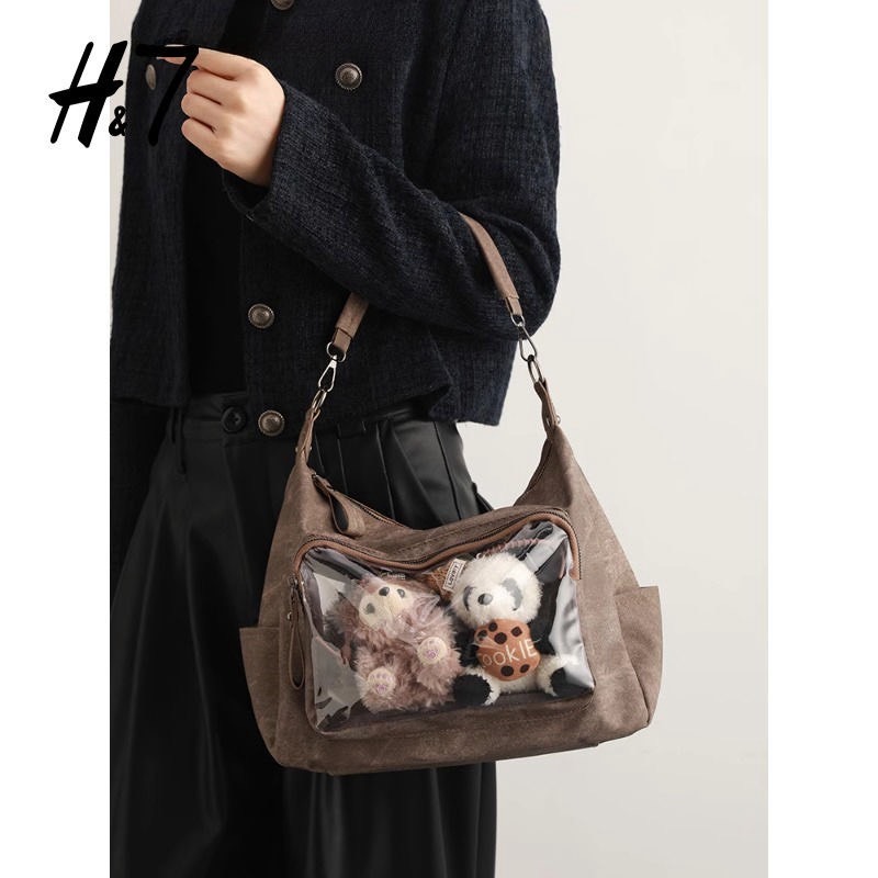 H7日系休閒二次元吧唧單肩穀子痛包 女新款潮百搭大容量斜挎托特包-細節圖2