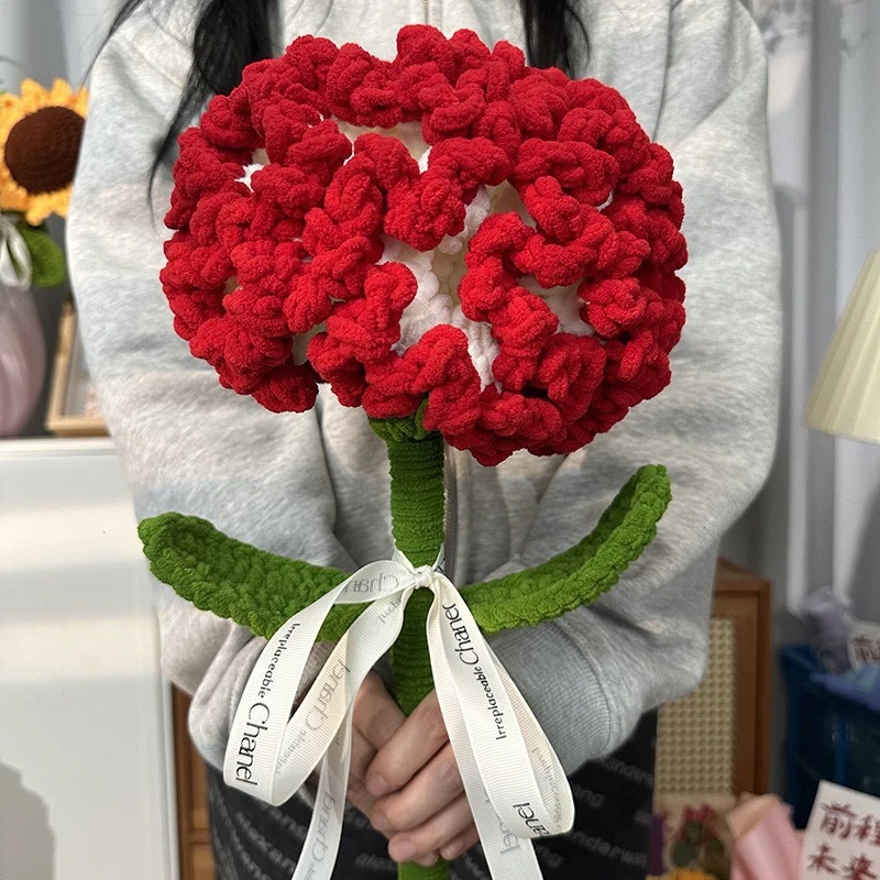 成品巨無霸玫瑰花向日葵針織毛線 花束送母親媽媽畢業520母節禮物-細節圖3