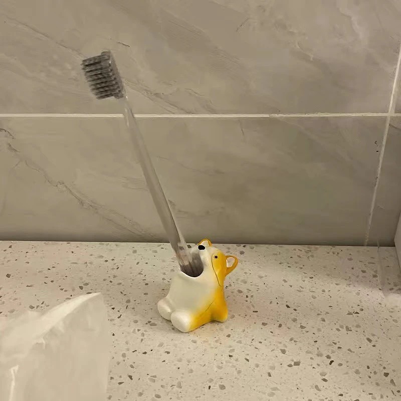 ins日式卡通動物牙刷座托浴室衛生 間牙具置物架擺台家居擺件宿舍-細節圖4