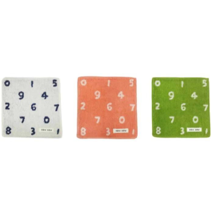 𝗟𝗶𝗻𝗦𝗵𝗼𝗽 現貨｜日本🇯🇵SOU SOU 數字小毛巾 今治認證 抗菌防臭 純棉方巾 杯墊 小毛巾 日本製-細節圖2