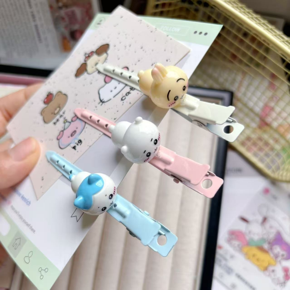 𝗟𝗶𝗻𝗦𝗵𝗼𝗽｜新款 吉伊卡哇 小八 趴趴造型 一字夾 Ins 少女 甜美髮夾 學生可愛 卡通劉海夾-細節圖6