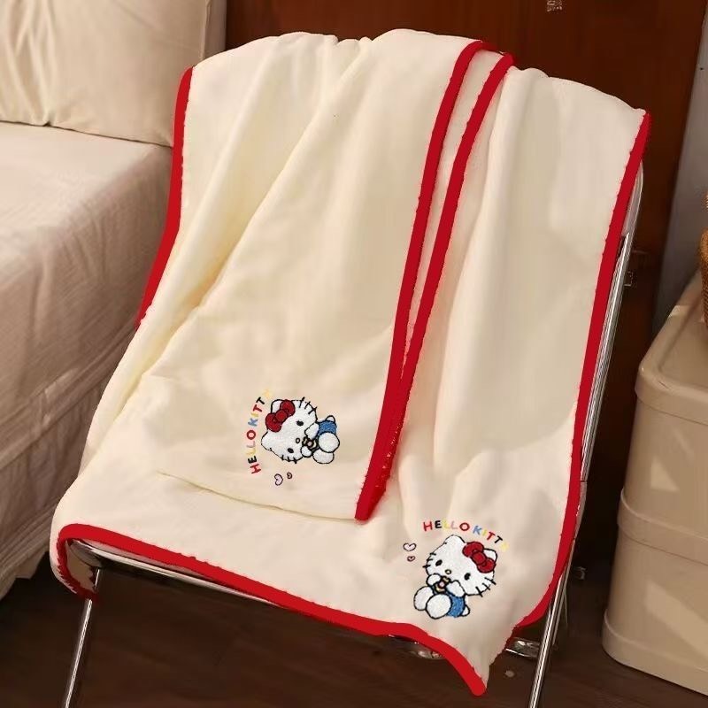 𝗟𝗶𝗻𝗦𝗵𝗼𝗽｜Ins風 Hello Kitty KT貓 浴巾毛巾三件套 女生宿舍 家用 珊瑚絨 吸水速乾-細節圖5
