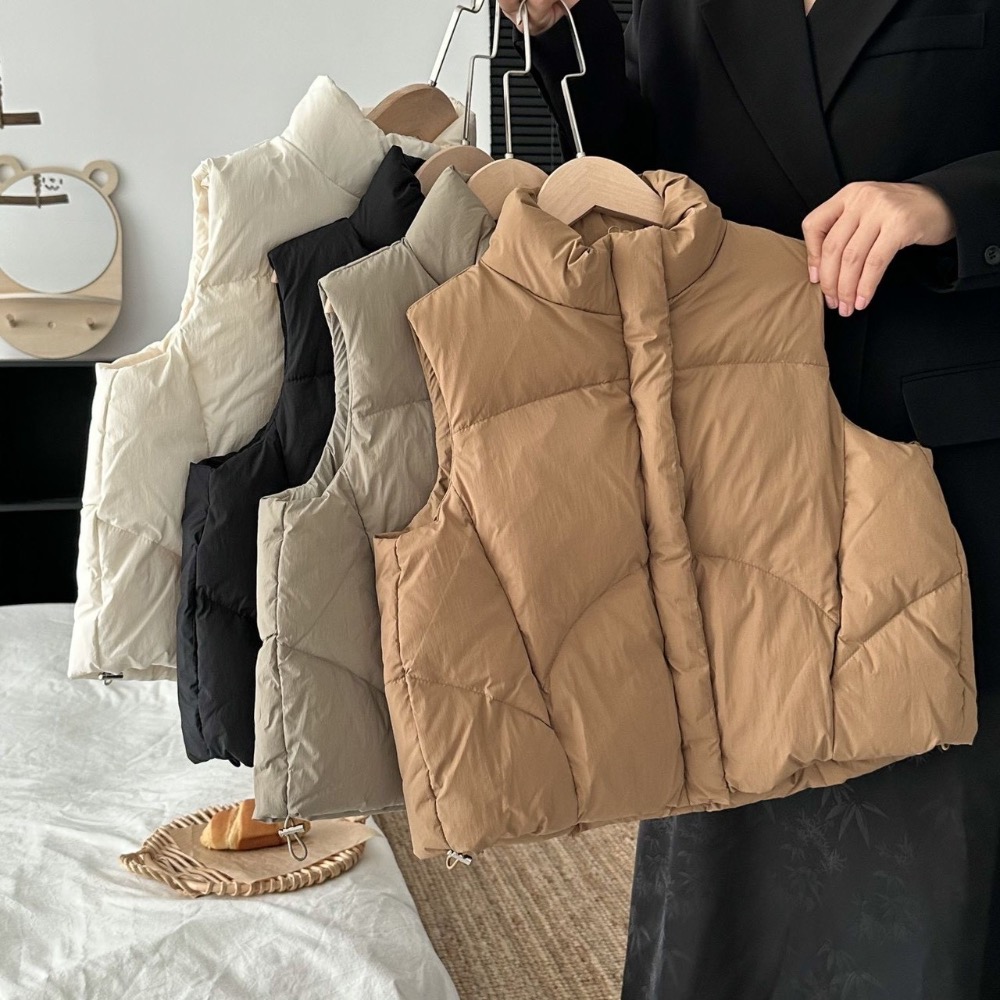 兒童羽絨服馬甲冬季韓版坎肩洋氣  百搭女童加厚保暖立領白鴨絨外套-細節圖3