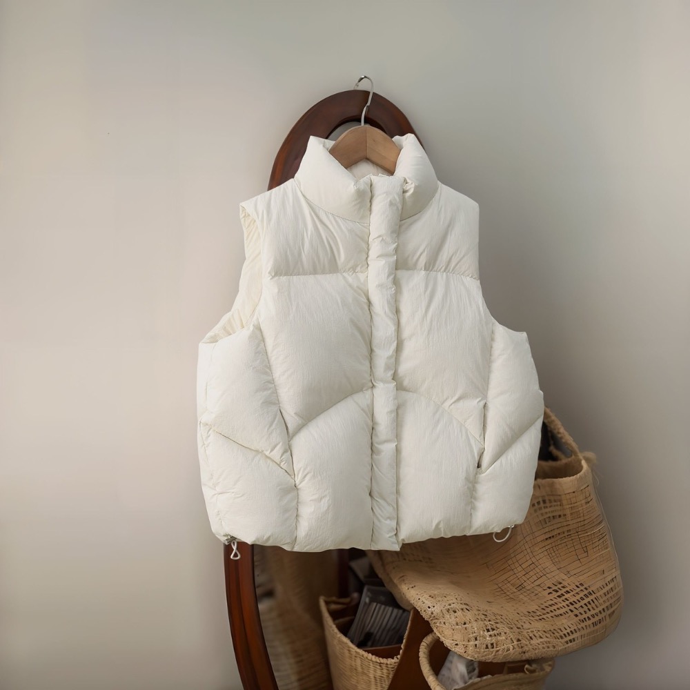 兒童羽絨服馬甲冬季韓版坎肩洋氣  百搭女童加厚保暖立領白鴨絨外套-細節圖5