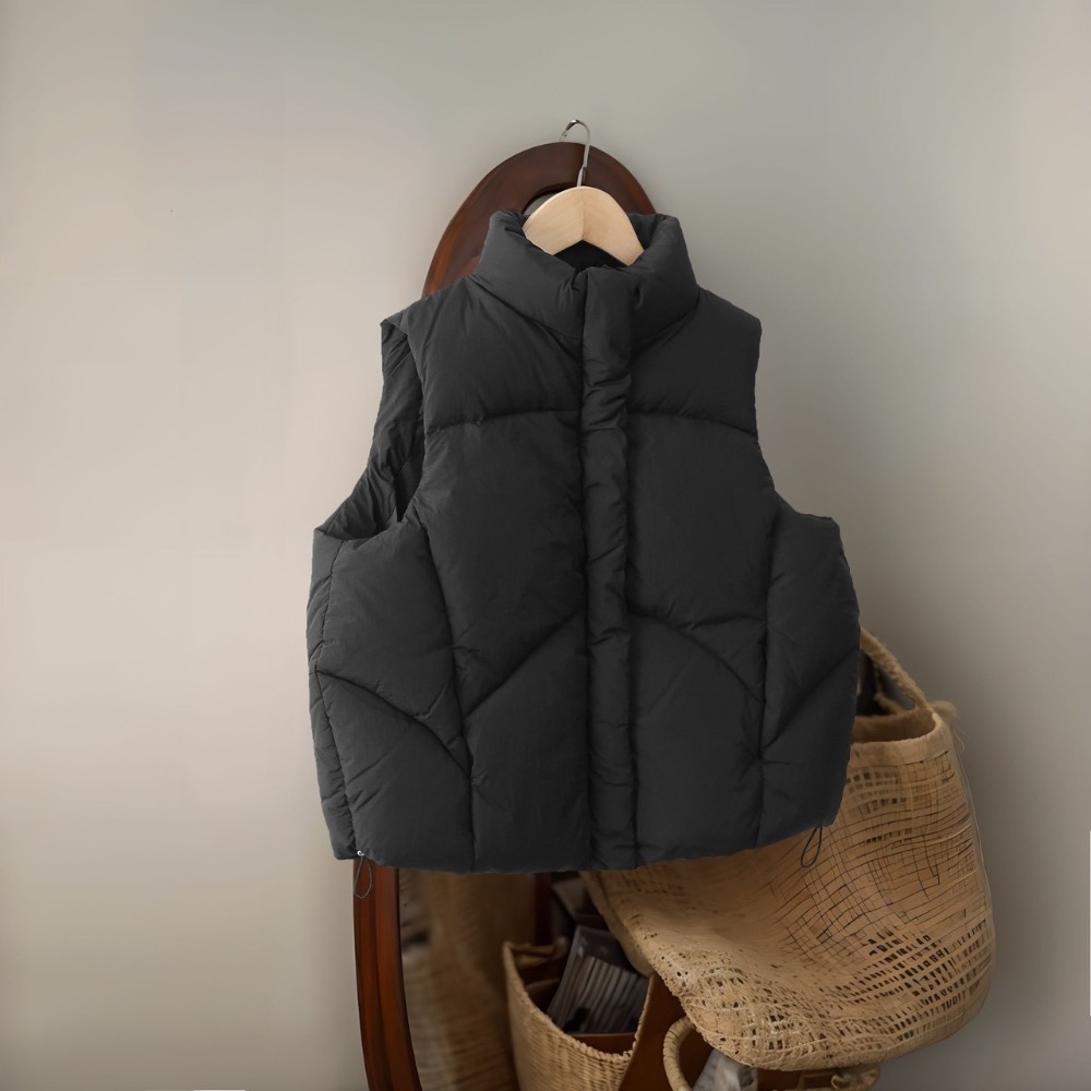 兒童羽絨服馬甲冬季韓版坎肩洋氣  百搭女童加厚保暖立領白鴨絨外套-細節圖7