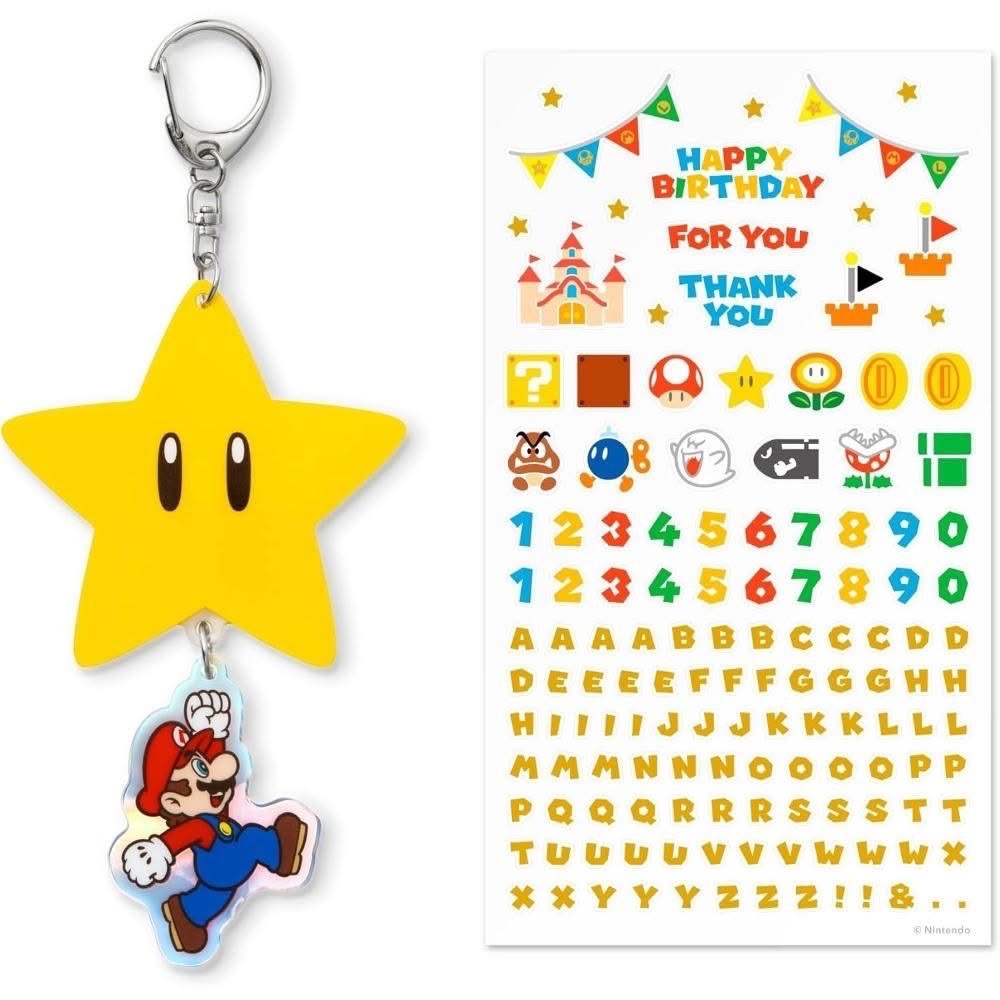 【日本正版】Nintendo 任天堂 ♡ 瑪利歐無敵星星吊飾 (附客製化訊息貼紙)-細節圖3