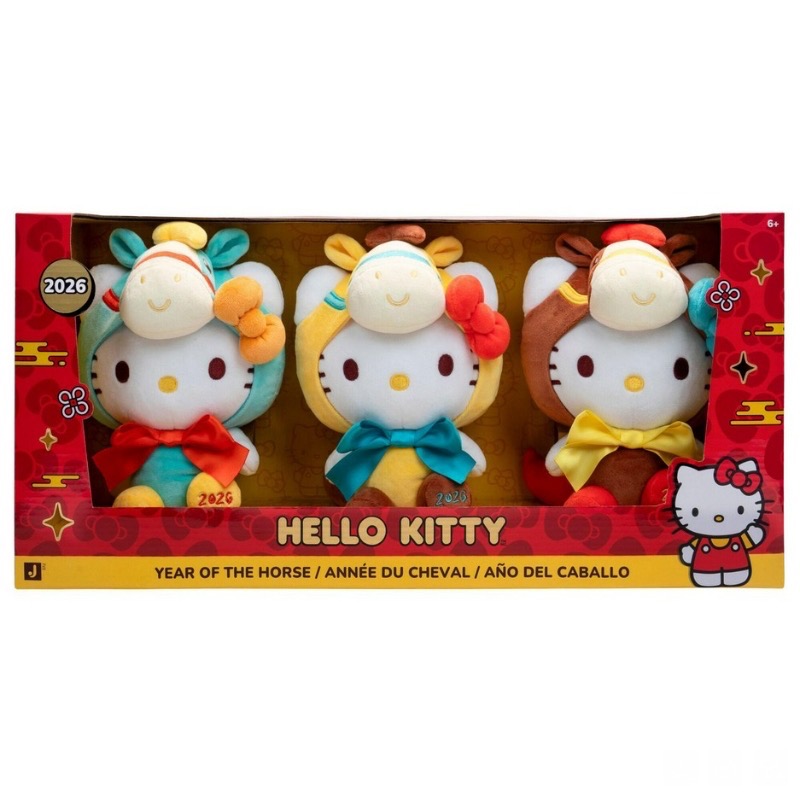 【2026 限量】Hello Kitty ♡ 馬年限定生肖絨毛娃娃 (三入組精裝禮盒)-細節圖2