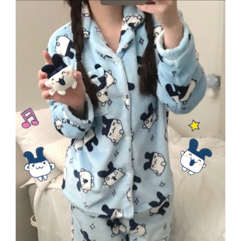 【韓國 SPAO 正版】Tamagotchi 聯名套裝 ♡ 復古電子雞刷毛睡衣 (男女同款/三色)-細節圖5