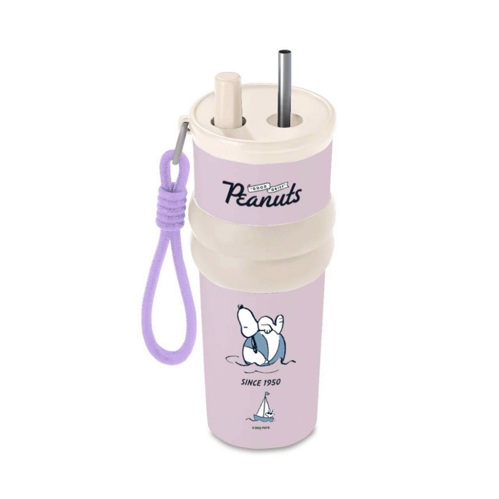 【正版授權】史努比 SNOOPY ♡ 625ml 悠遊提繩真空隨行吸管杯 (3款選)-細節圖5