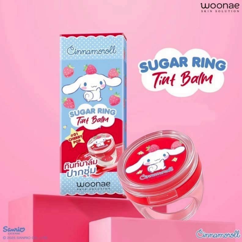 【泰國 7-11 限定】Sanrio × Woonnae ♡ 大耳狗造型戒指潤色護唇膏 #01 櫻桃紅-細節圖5