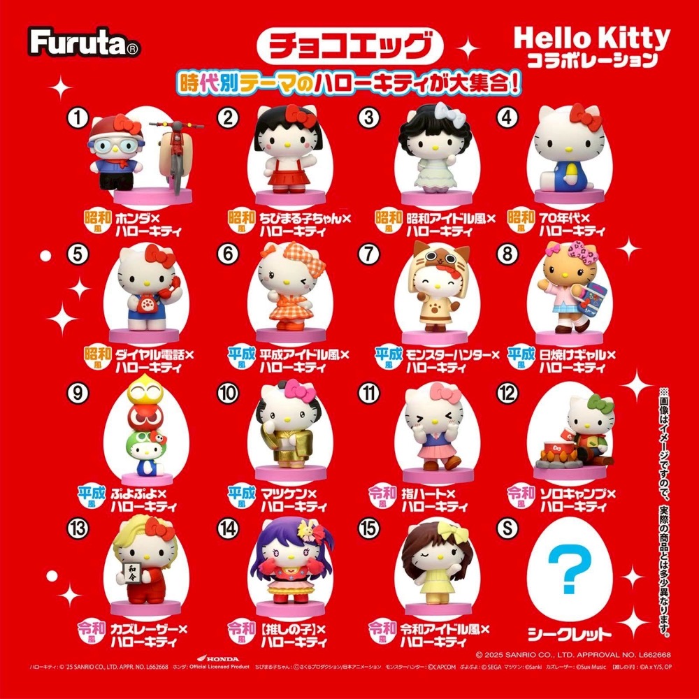 【日本直送】Furuta 古田製菓 × Hello Kitty 時代系列巧克力蛋 (全 15 款 + 1 隱藏版)-細節圖3