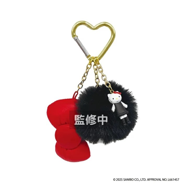 預購｜日貨正版 Hello Kitty 長腿系列毛球愛心扣吊飾｜2026 必備款 柔軟觸感 蝴蝶結 療癒掛飾 凱蒂貓-細節圖3