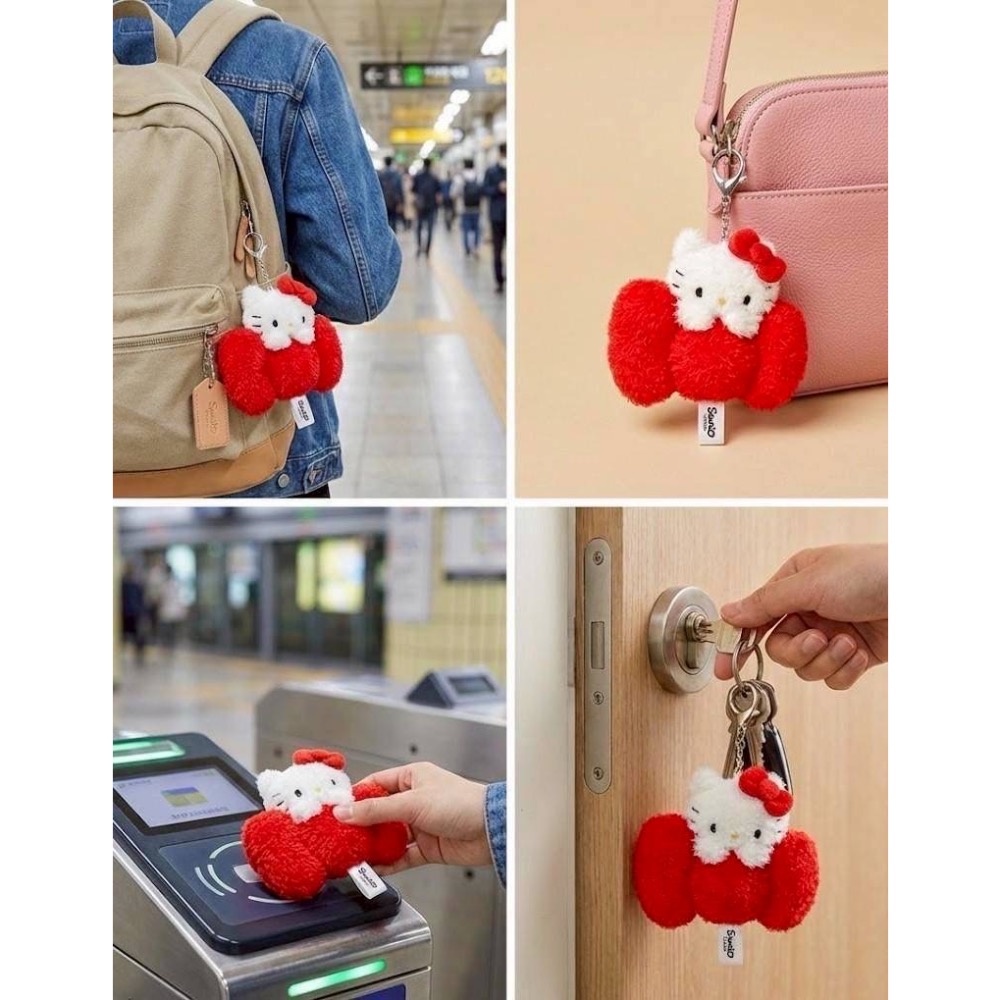 【限量空運】Hello Kitty 蓬鬆絨毛立體吊飾交通卡 (T-Money)-細節圖3