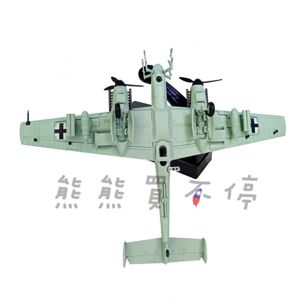 [在台現貨] 二戰 納粹 德軍 BF110 破壞者 BF-110 G-4 夜間戰鬥機 1/100 合金 飛機模型-細節圖4