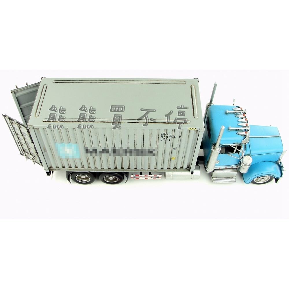 [在台現貨-兩款形式可選] 手工製作 貨櫃車 貨車 做舊 仿真 鐵皮製 (面紙盒) 卡車模型-細節圖3
