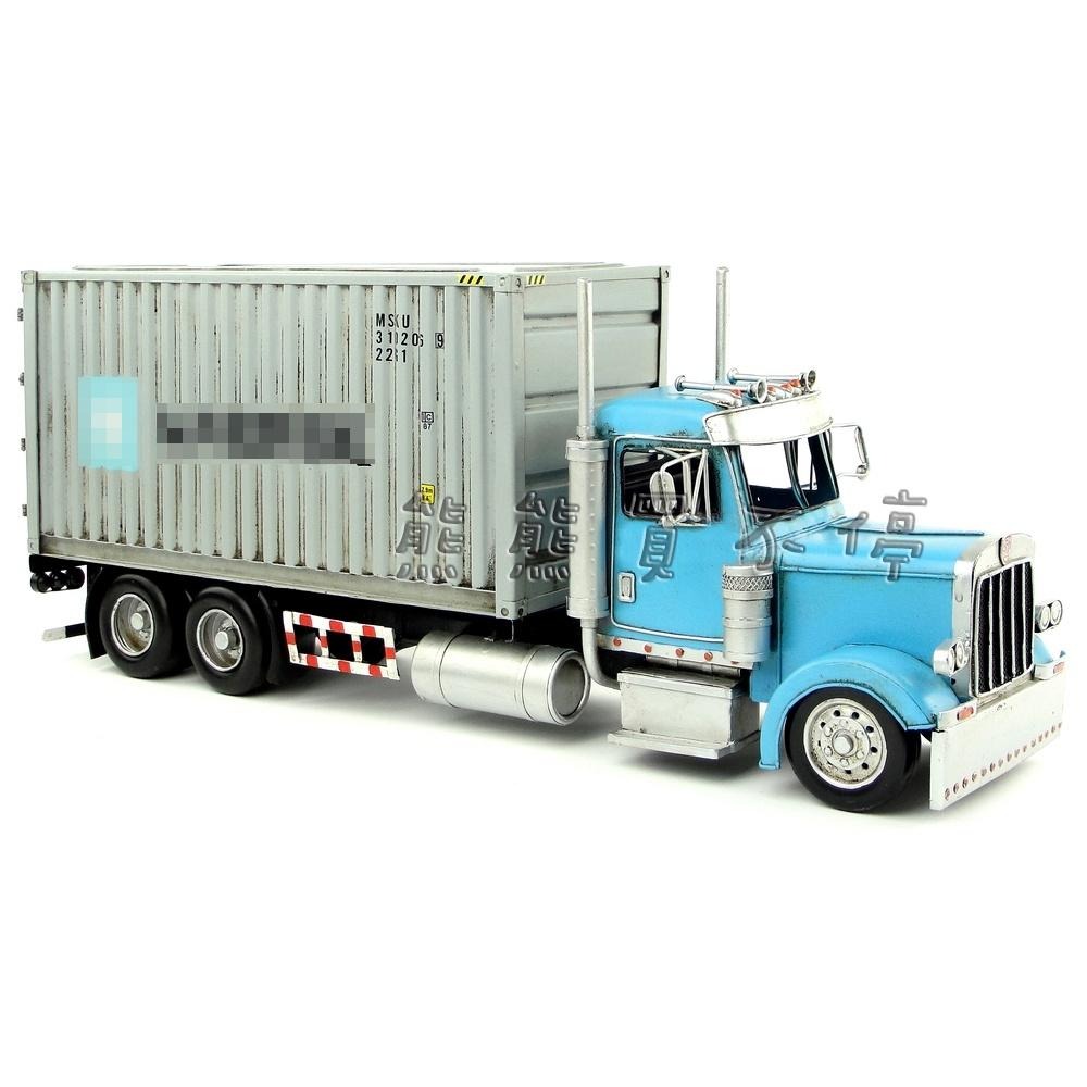 [在台現貨-兩款形式可選] 手工製作 貨櫃車 貨車 做舊 仿真 鐵皮製 (面紙盒) 卡車模型-細節圖5