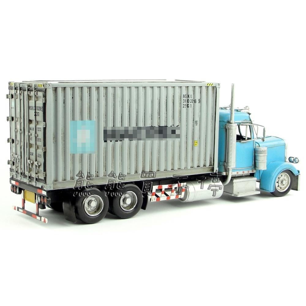 [在台現貨-兩款形式可選] 手工製作 貨櫃車 貨車 做舊 仿真 鐵皮製 (面紙盒) 卡車模型-細節圖6