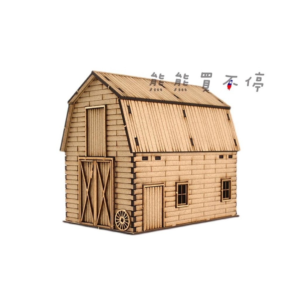 [在台現貨-套裝] 二戰 歐洲 房屋 糧倉 軍火庫 軍事場景 手工DIY 1/72 木製 仿真 拼裝 建築 模型-細節圖4