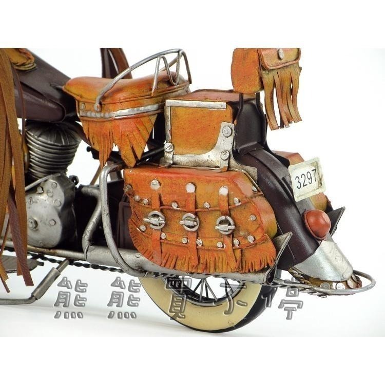 [在台現貨/超推!! 1/8摩托車] 鐵製 手工 復古 鐵皮製 美國 印地安 嬉皮風  重型摩托車 1943年 重機模型-細節圖4