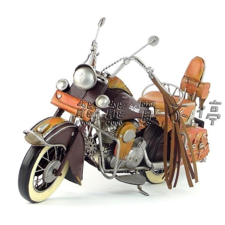 [在台現貨/超推!! 1/8摩托車] 鐵製 手工 復古 鐵皮製 美國 印地安 嬉皮風  重型摩托車 1943年 重機模型-細節圖5
