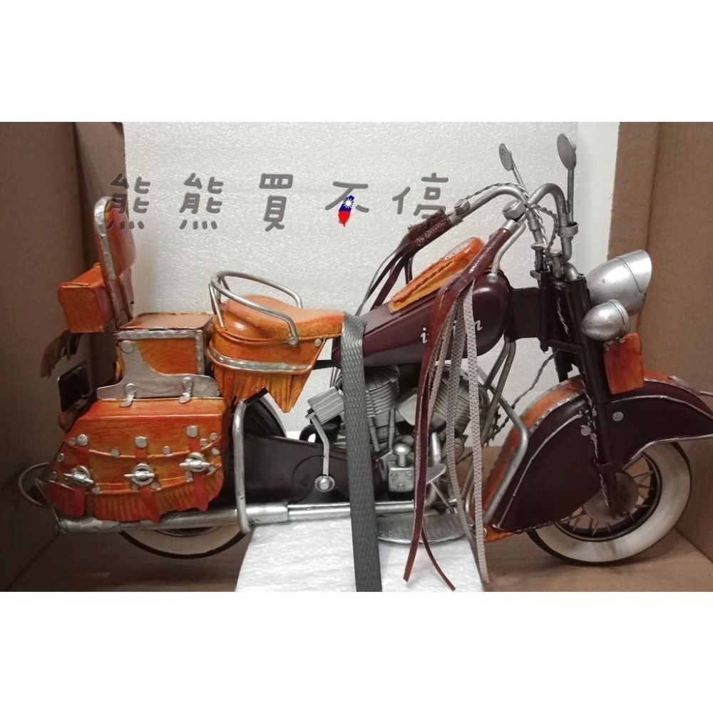 [在台現貨/超推!! 1/8摩托車] 鐵製 手工 復古 鐵皮製 美國 印地安 嬉皮風  重型摩托車 1943年 重機模型-細節圖6