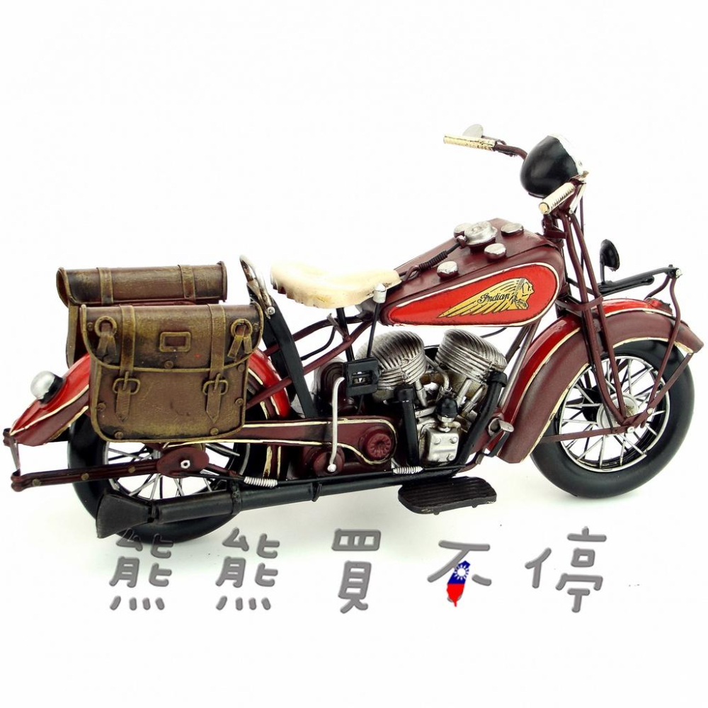 [在台現貨] 鐵製 手工 復古 鐵皮製 印地安 摩托車 Indian Motorcycle 1936年 重機模型-細節圖5