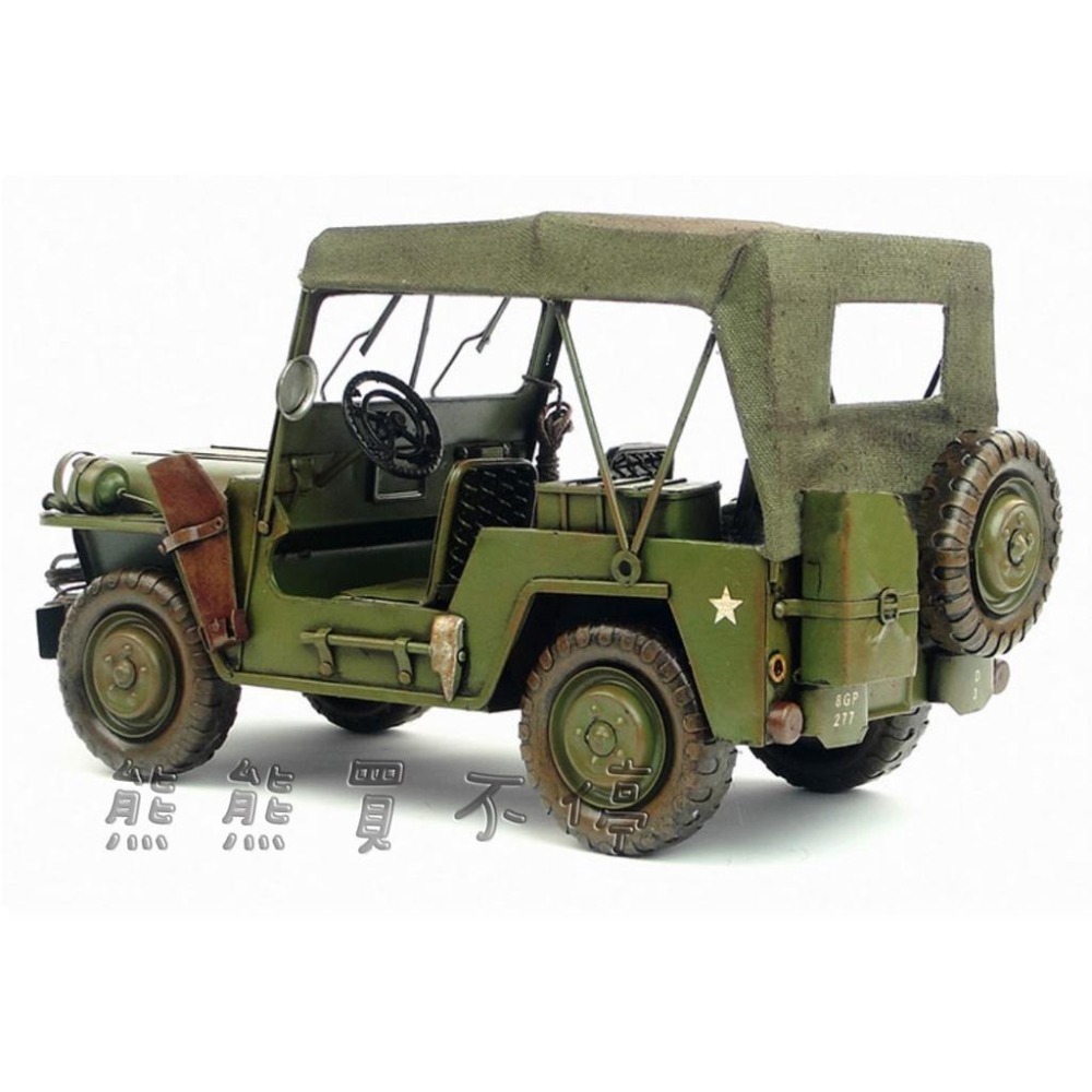 [在台現貨/超推!!] 鐵製 手工 復古 鐵皮製 二戰美軍 威利斯 Willys 軍用 吉普車 越野車 汽車模型-細節圖3