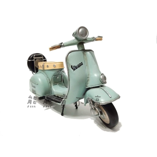 &lt;在台現貨/精緻款&gt; 偉士牌 Vespa 復古腳踏機車 義大利 粉綠色 後置備胎 鐵製摩托車模型 居家擺飾 送禮