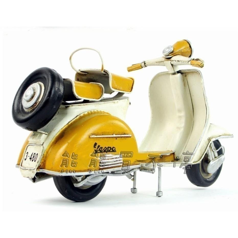 [在台現貨/精緻款] 偉士牌 Vespa 復古腳踏機車 義大利 黃色 後置備胎 鐵製摩托車模型 居家擺飾 送禮最佳選擇-細節圖2