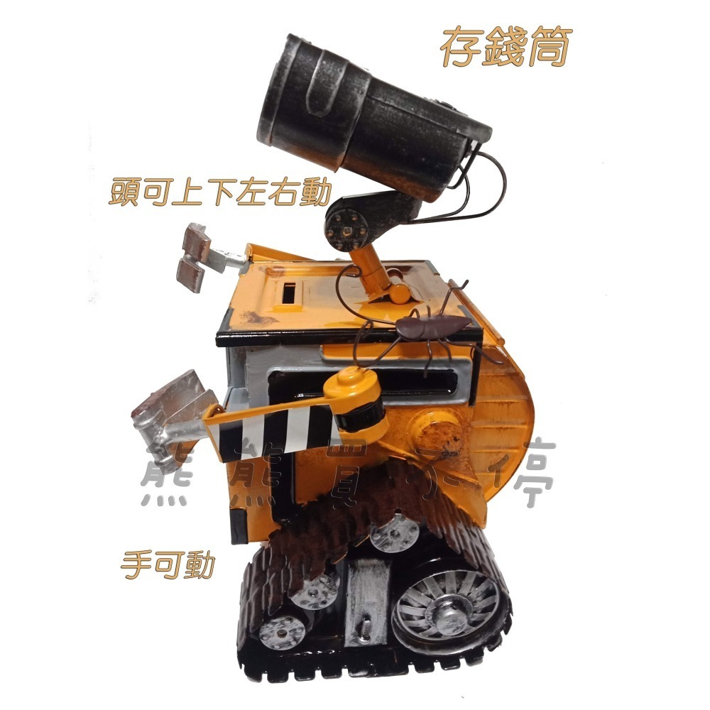 [在台現貨] 瓦力 WALL‧E 鐵製 鐵皮 存錢筒 / 面紙盒 送 小強 復古鐵藝工業風模型 家居裝飾擺設-細節圖7