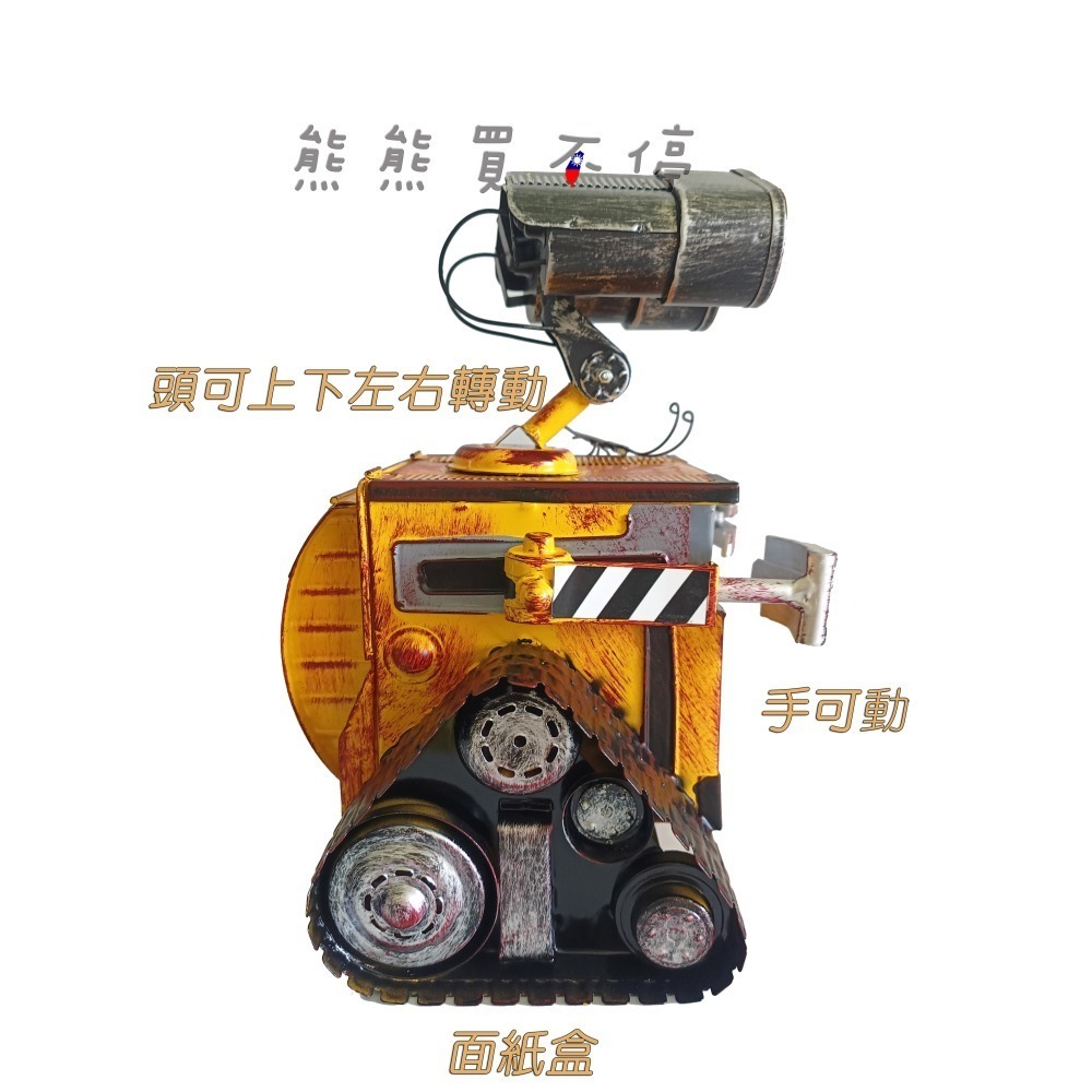 [在台現貨] 瓦力 WALL‧E 鐵製 鐵皮 存錢筒 / 面紙盒 送 小強 復古鐵藝工業風模型 家居裝飾擺設-細節圖5