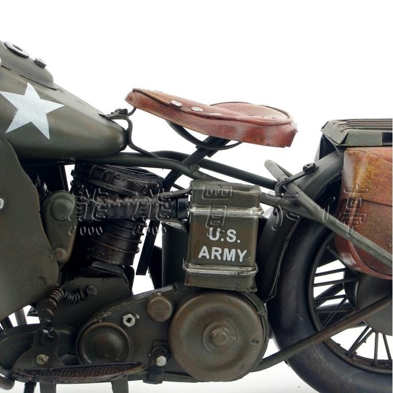 [在台現貨- 1/8 摩托車] 鐵製 二戰美軍 Harley-Davidson WLA 哈雷 1942年 復古鐵製摩托車-細節圖3