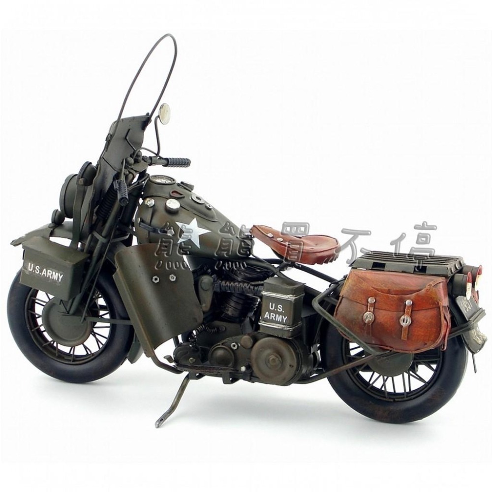 [在台現貨- 1/8 摩托車] 鐵製 二戰美軍 Harley-Davidson WLA 哈雷 1942年 復古鐵製摩托車-細節圖4