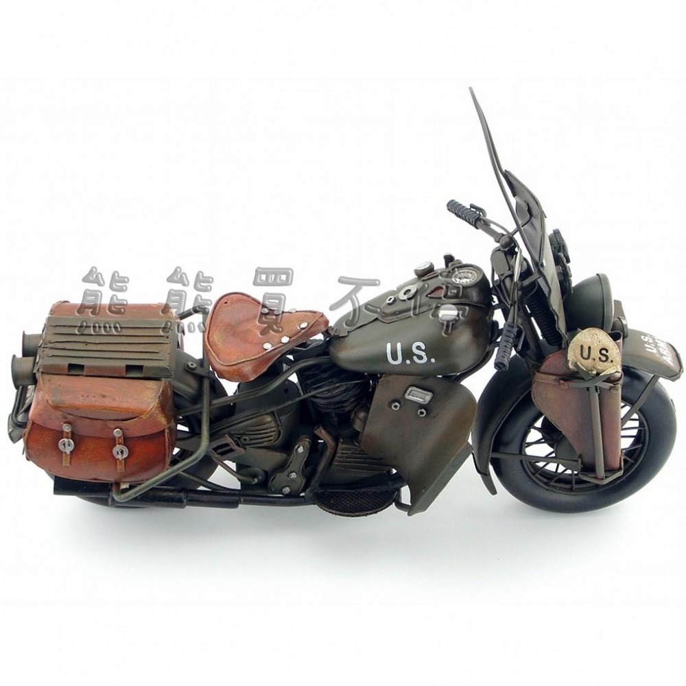 [在台現貨- 1/8 摩托車] 鐵製 二戰美軍 Harley-Davidson WLA 哈雷 1942年 復古鐵製摩托車-細節圖6