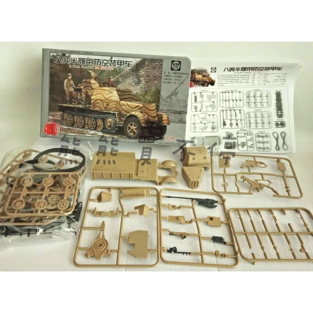 <在台現貨> 德軍 SD.KFZ.72 八噸 半履帶 防空裝甲車 軍事模型 拼裝益智玩具 1/72 立體拼裝模型-細節圖5