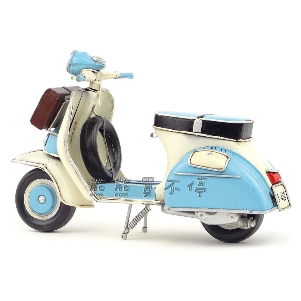 [在台現貨/精緻款] 偉士牌 Vespa 復古腳踏摩托車 1965年 藍色公事包 鐵製摩托車模型-細節圖3