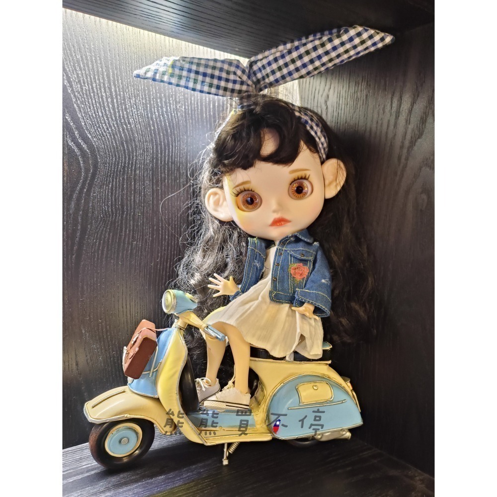 [在台現貨/精緻款] 偉士牌 Vespa 復古腳踏摩托車 1965年 藍色公事包 鐵製摩托車模型-細節圖5