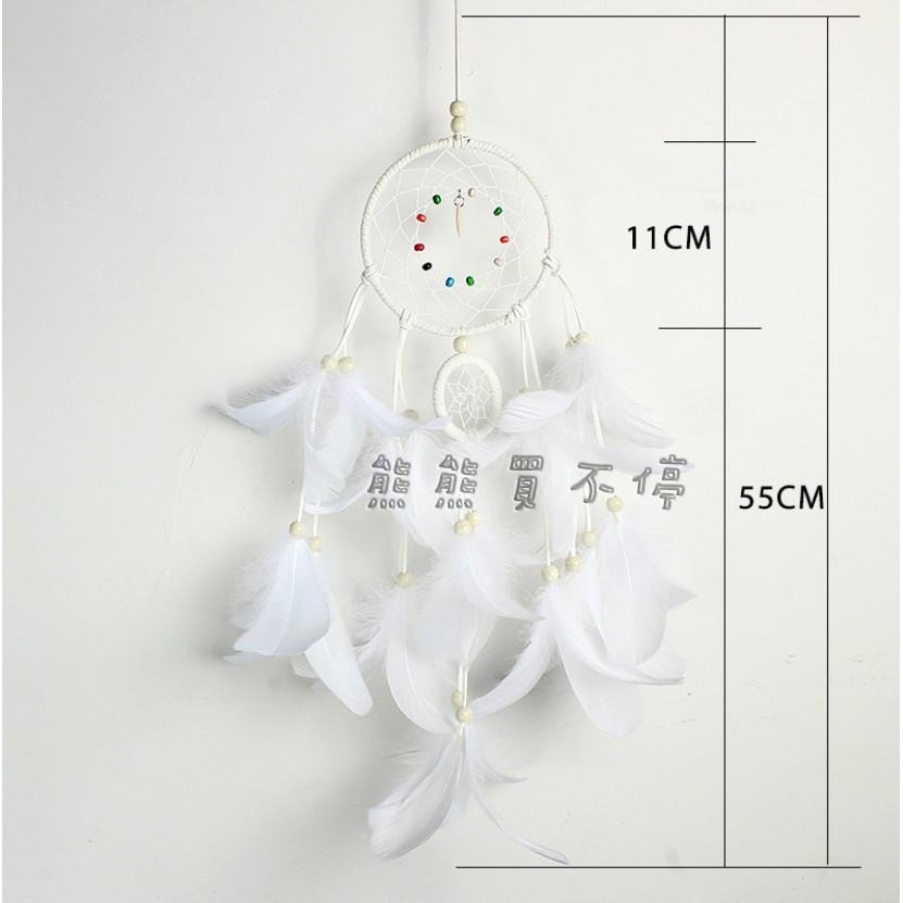 <現貨/四色可選> 皮編 雙環 粉色羽毛 捕夢網 塑膠珠子 裝飾 LED掛飾 贈送星星燈/精美包裝禮盒/掛勾 生日禮物-細節圖2