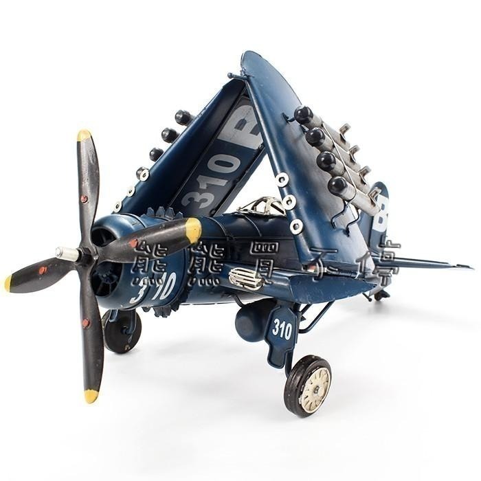 [在台現貨-鐵製] 二戰美軍 F4U 海盜戰鬥機 F-4U 航母艦載機 復古 鐵皮 飛機模型-細節圖3